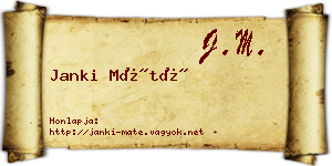 Janki Máté névjegykártya